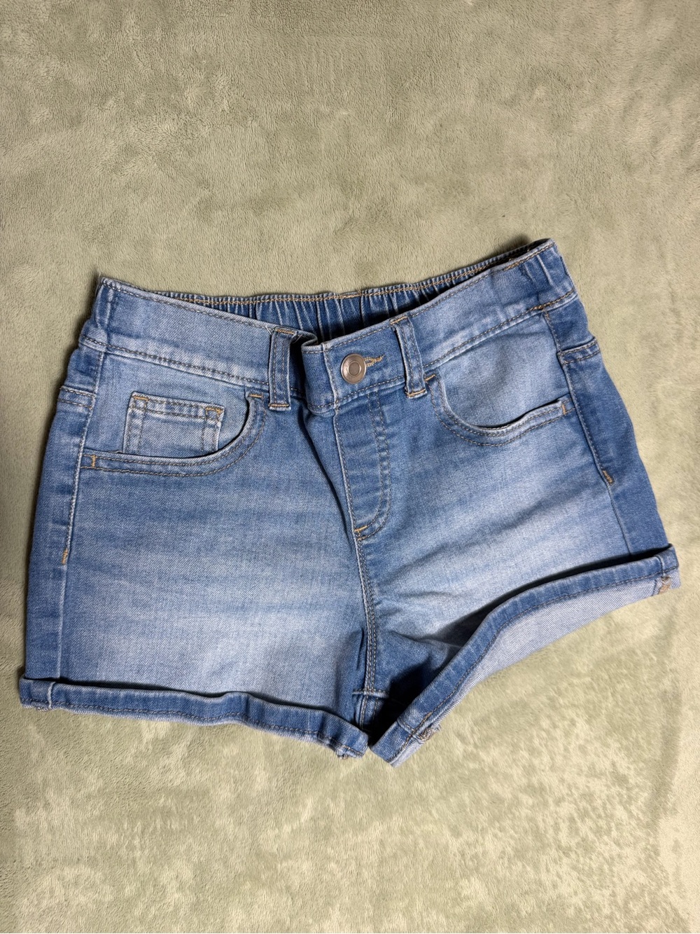 wonder nation Light Wash Denim Roll-Hem Shorts
